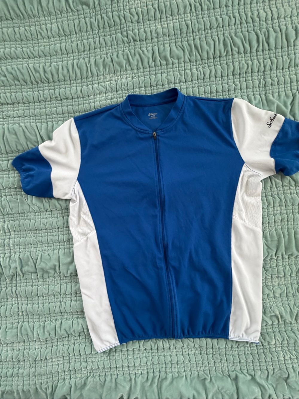 Schwinn Blue and White Short-Sleeve Cycling Jersey-XL